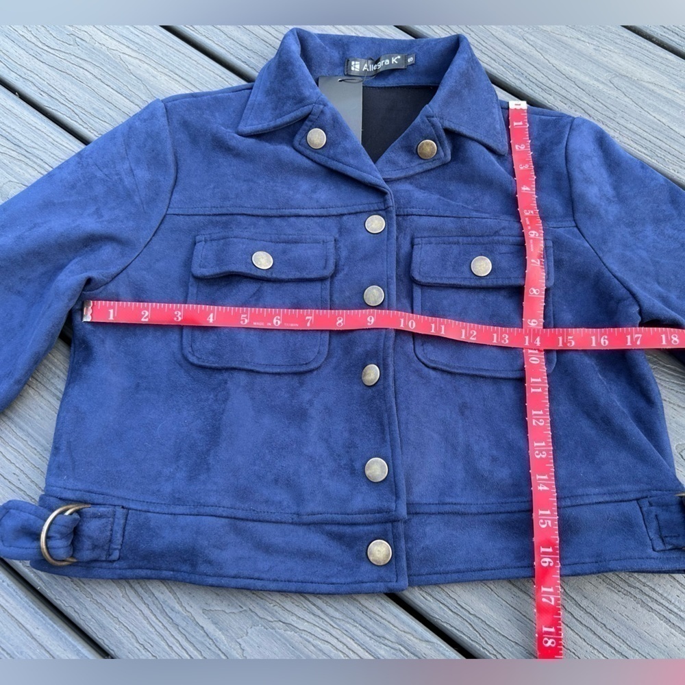 Allegra K Vegan Suede Cropped Moto Jacket S - Picture 8 of 8